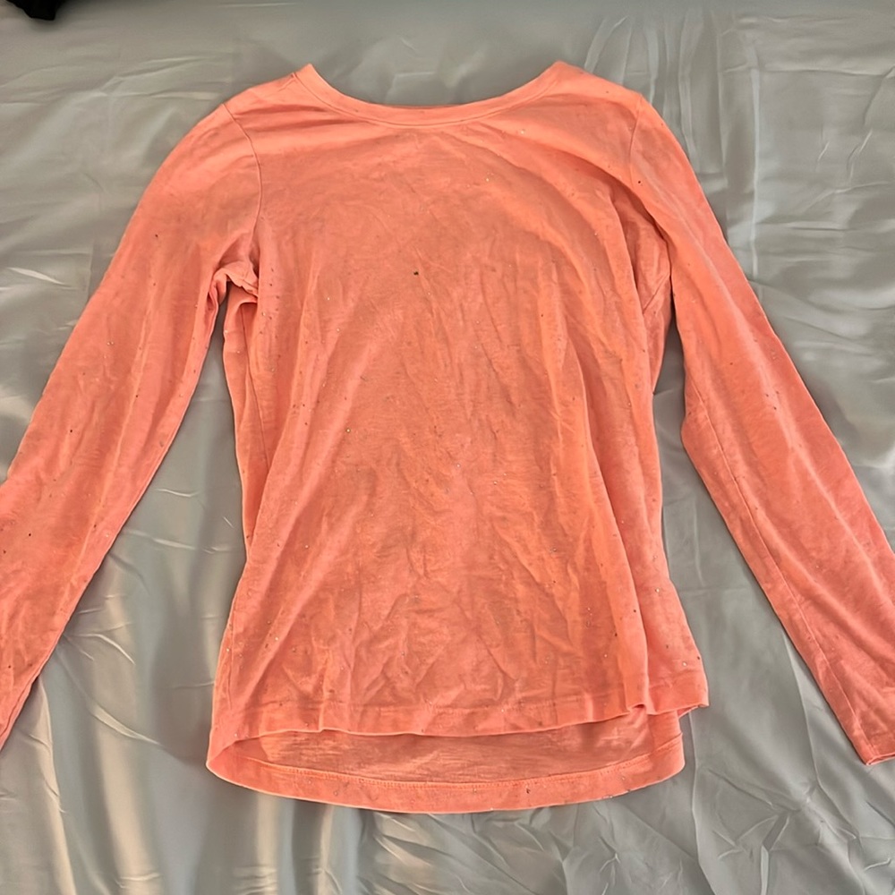 Salmon pink sparkly long sleeve shirt